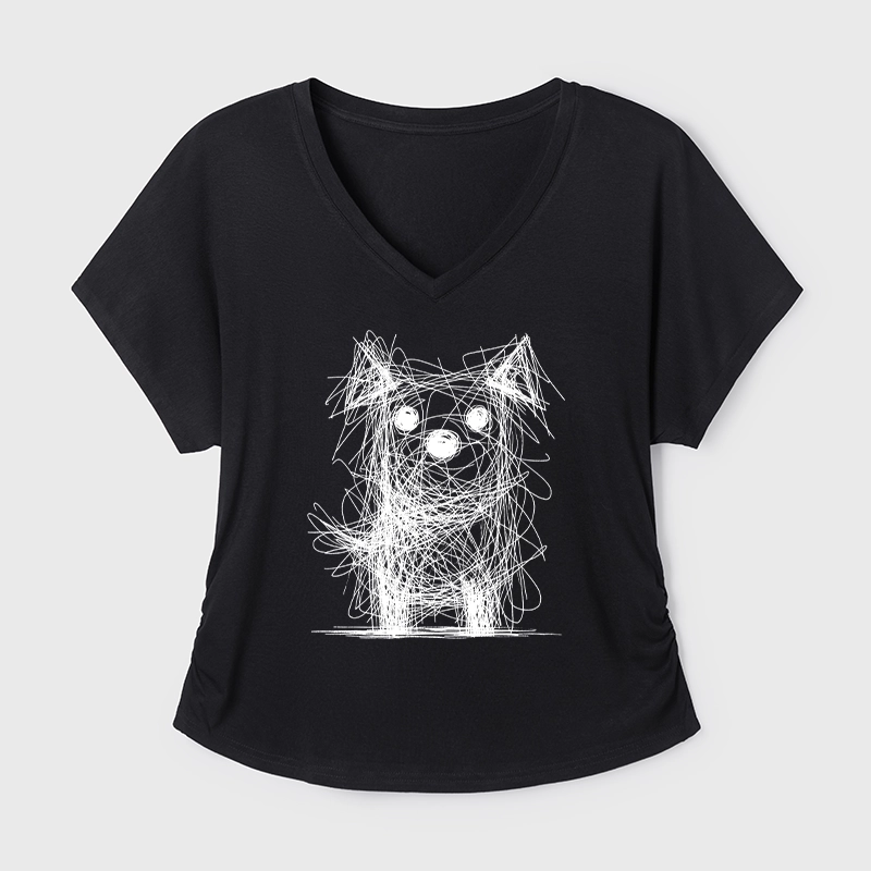 Tokyo-Tiger Scruffy Dog Chaos Art Modal Dolman Sleeve T-Shirt
