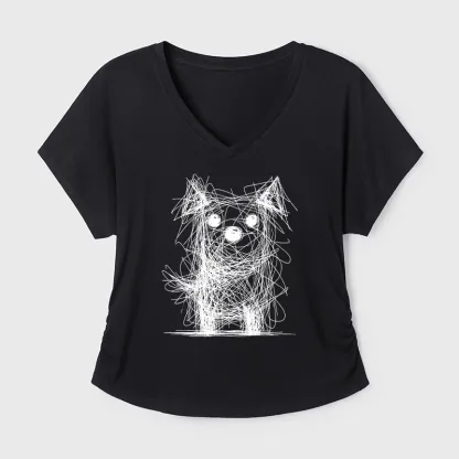 Tokyo-Tiger Scruffy Dog Chaos Art Modal Dolman Sleeve T-Shirt