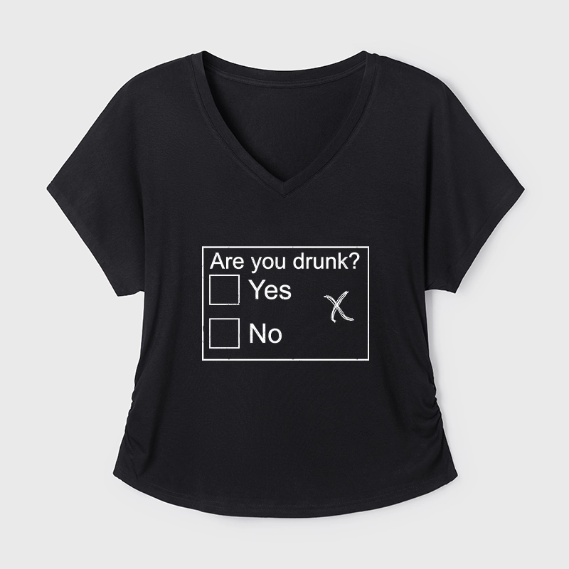 Tokyo-Tiger Confused Drunk Checkbox Graphic Modal Dolman Sleeve T-Shirt