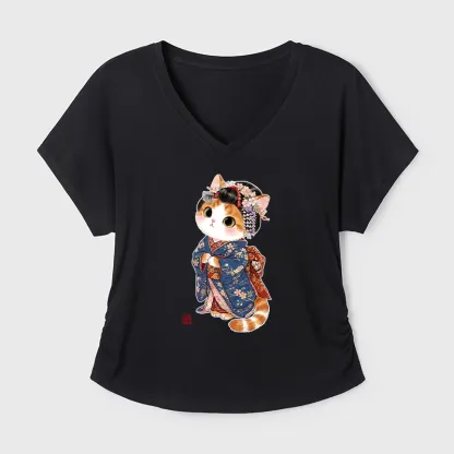 Tokyo-Tiger Cat Dressed As A Geisha Funny Modal Dolman Sleeve T-Shirt