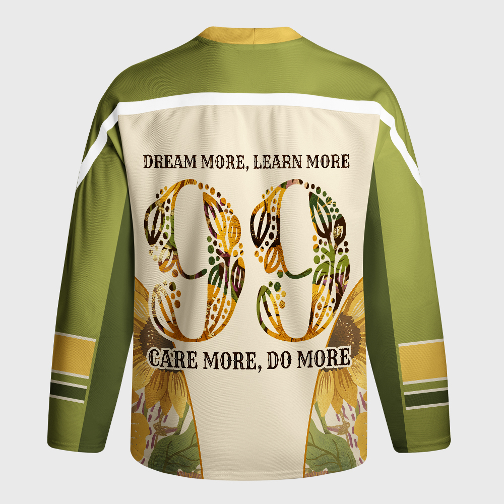 Tokyo-Tiger Vintage Sunflower Inspirational Quot Long-Sleeve Hockey Jersey