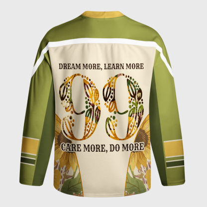 Tokyo-Tiger Vintage Sunflower Inspirational Quot Long-Sleeve Hockey Jersey