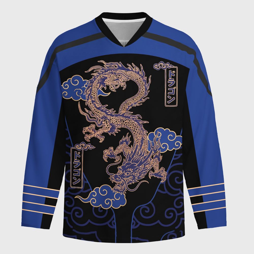 Tokyo-Tiger Oriental Cloud Dragon Long-Sleeve Hockey Jersey