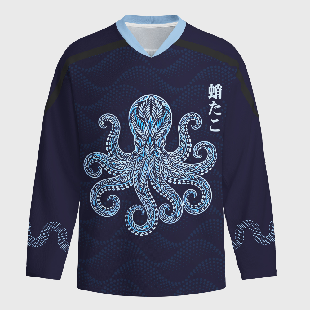 Tokyo-Tiger Tribal Octopus Long-Sleeve Hockey Jersey