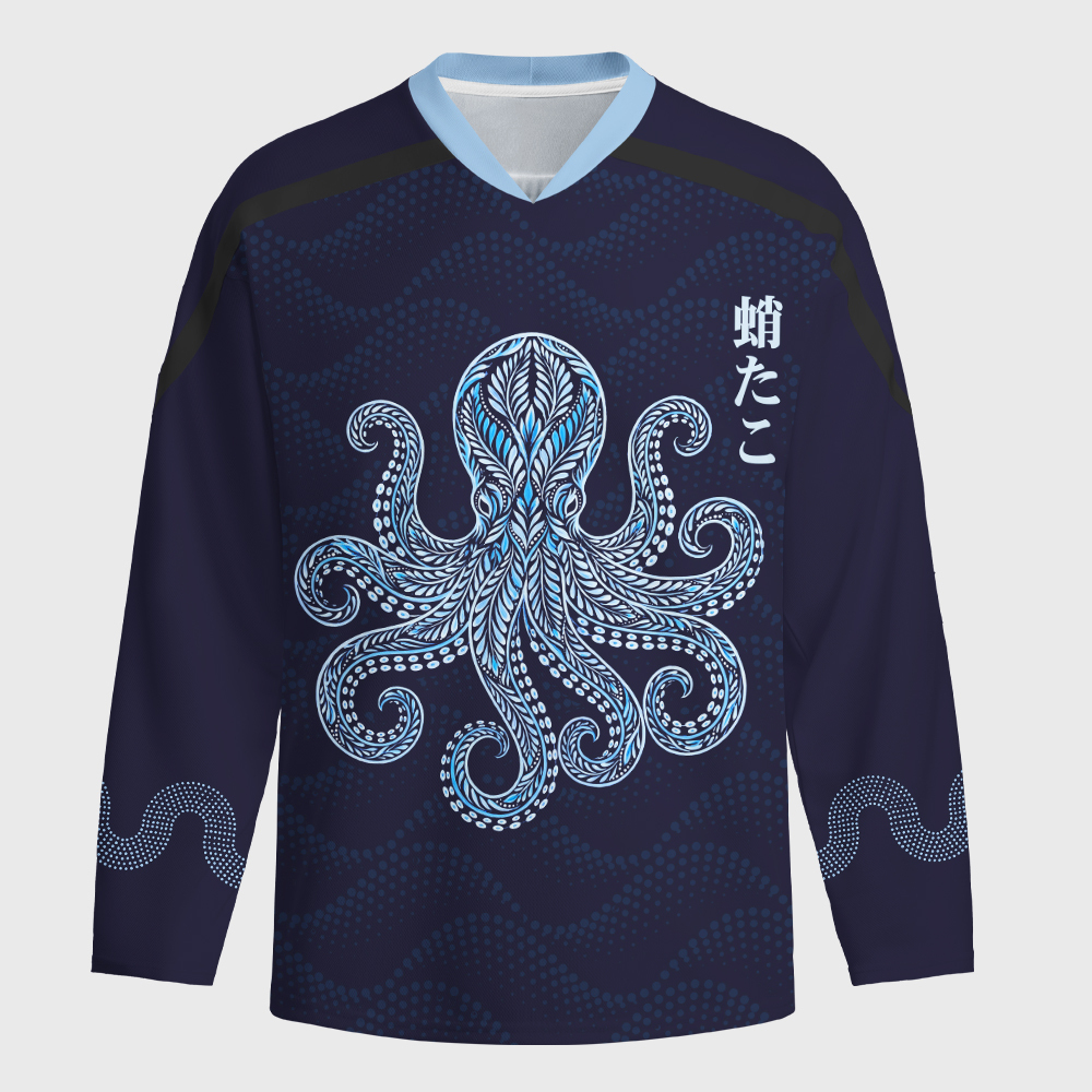 Tokyo-Tiger Tribal Octopus Long-Sleeve Hockey Jersey