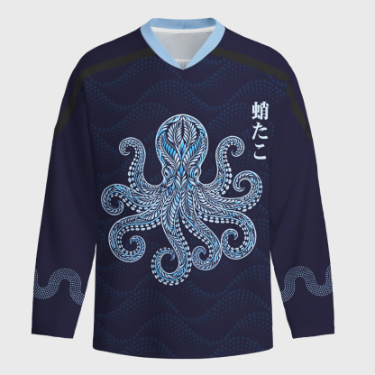 Tokyo-Tiger Tribal Octopus Long-Sleeve Hockey Jersey