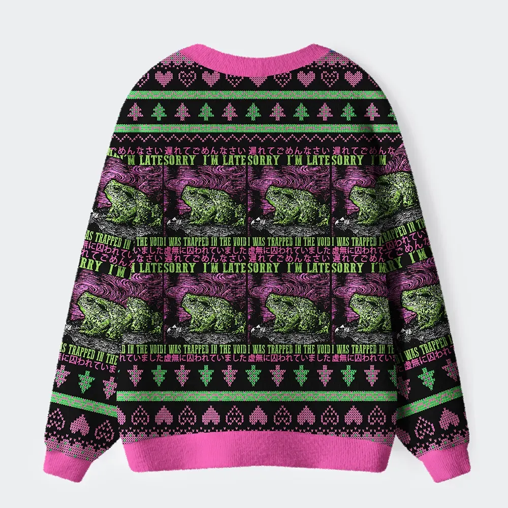 Tokyo-Tiger Frogs Trapped In The Void Ugly Cardigan Sweater