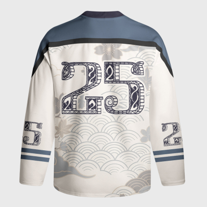 Tokyo-Tiger Japanese Bat Eating Ramen Long-Sleeve Hockey Jersey