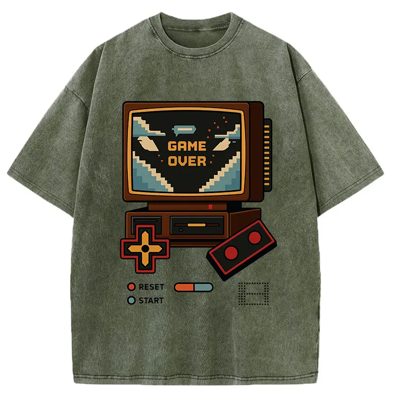 Tokyo-Tiger Retro Game Over Washed T-Shirt