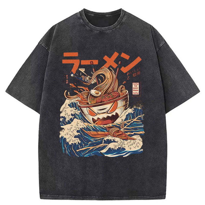 Tokyo-Tiger The Great Wave Ramen Yokai Washed T-Shirt Sale