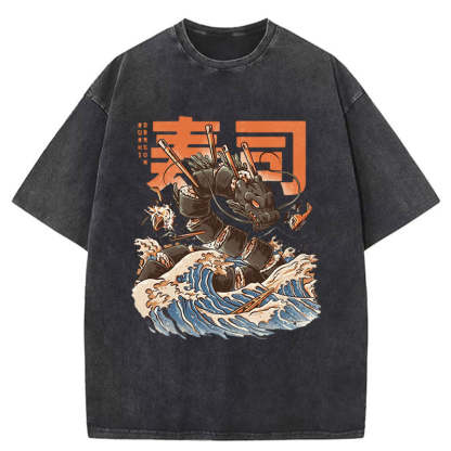 Tokyo-Tiger Great Sushi Dragon Washed T-Shirt