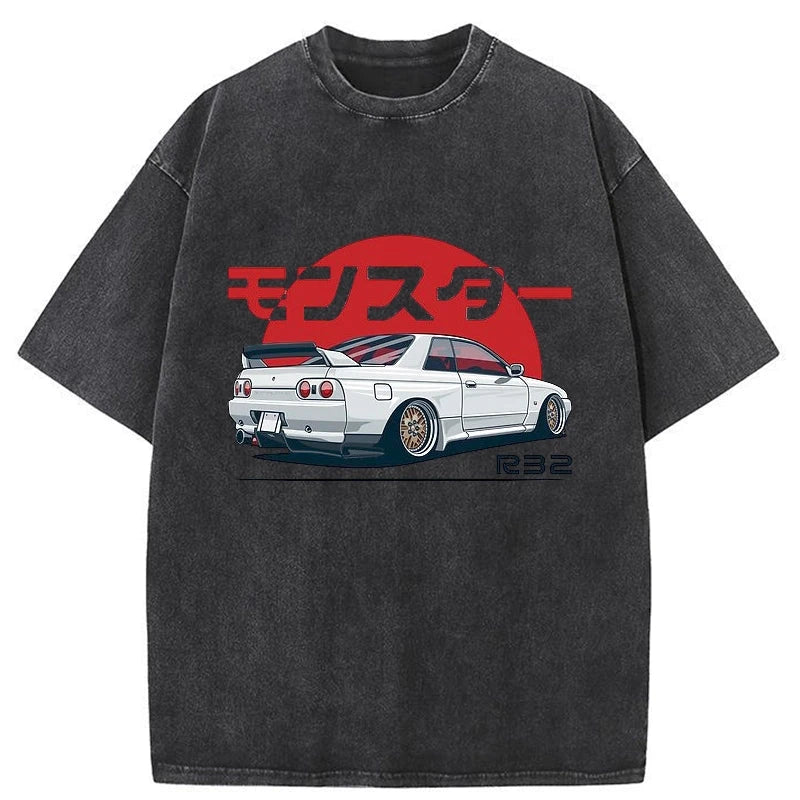 Tokyo-Tiger Monster. Skyline R32 GTR Washed T-Shirt
