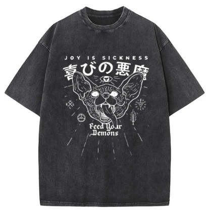 Tokyo-Tiger Joy Is Sickness Washed T-Shirt