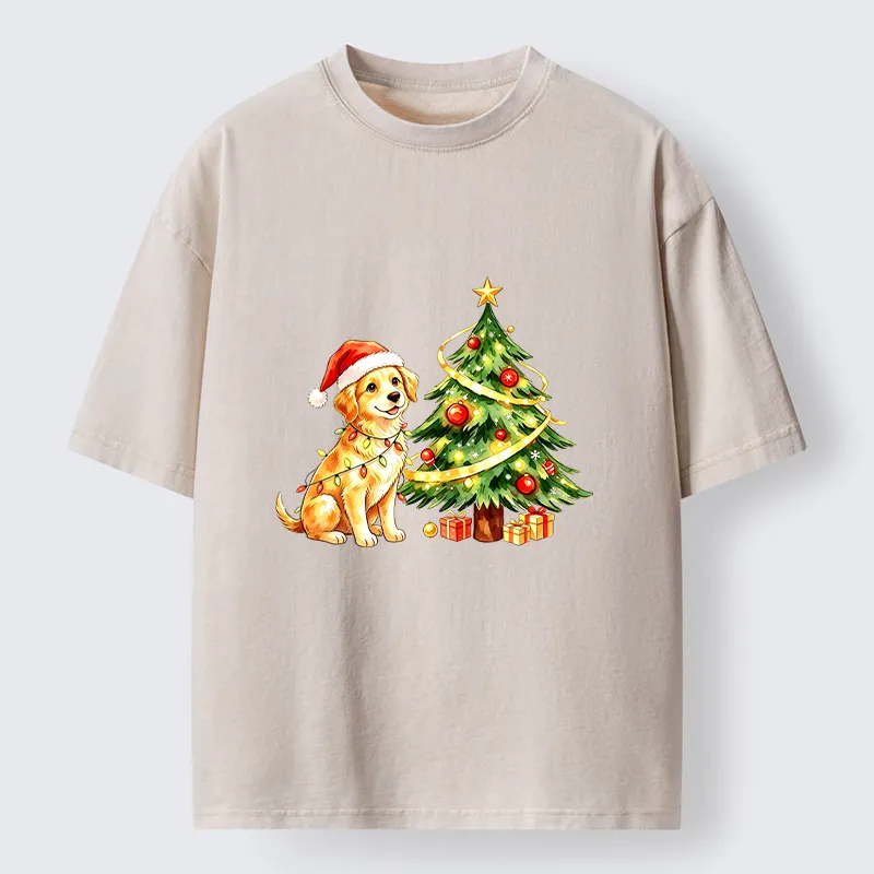 Tokyo‑Tiger Christmas Dog Vibe Washed T‑Shirt