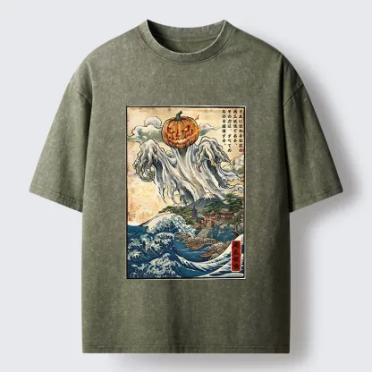 Tokyo‑Tiger Pumpkin Yokai Washed T‑Shirt