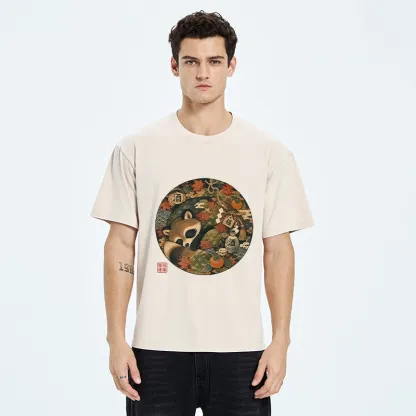 Tokyo-Tiger Sleepy Raccoon Enjoys Autumn Sake Break Washed T-Shirt