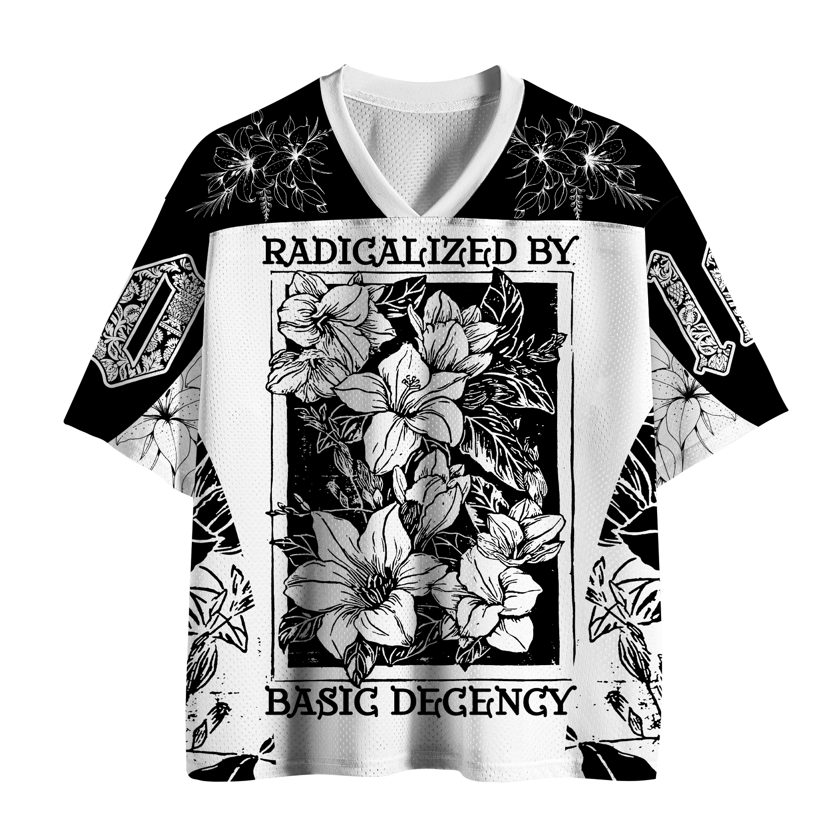 Tokyo-Tiger "Radical Decency" Floral Mesh Jersey
