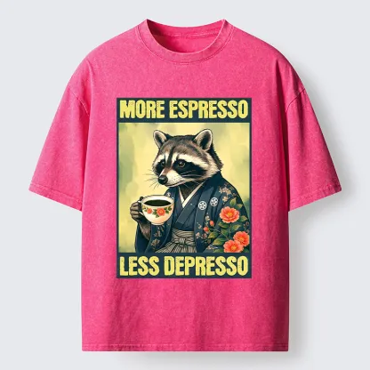 Tokyo‑Tiger Coffee Fix Energy Raccoon Washed T-Shirt