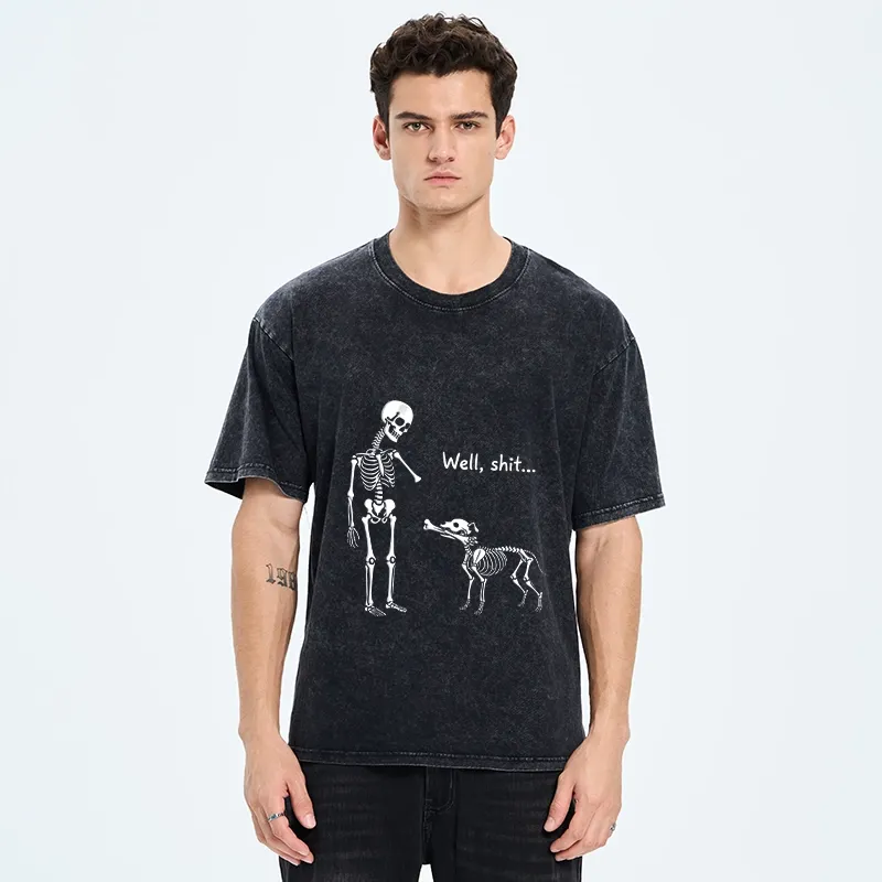 Tokyo-Tiger Skeleton Surprise Joke Washed T-Shirt