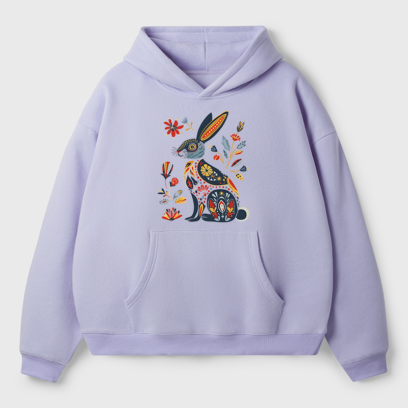 Tokyo-Tiger Folk Hare Bloom Adult Fleece Hoodie
