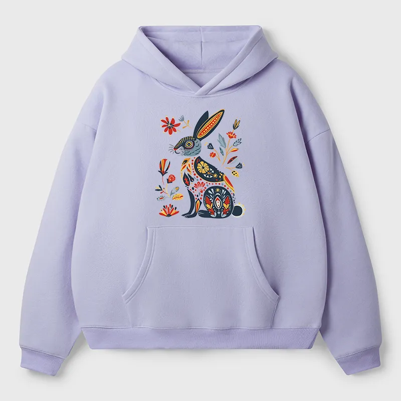 Tokyo-Tiger Folk Hare Bloom Adult Fleece Hoodie