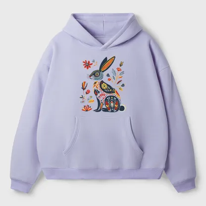 Tokyo-Tiger Folk Hare Bloom Adult Fleece Hoodie