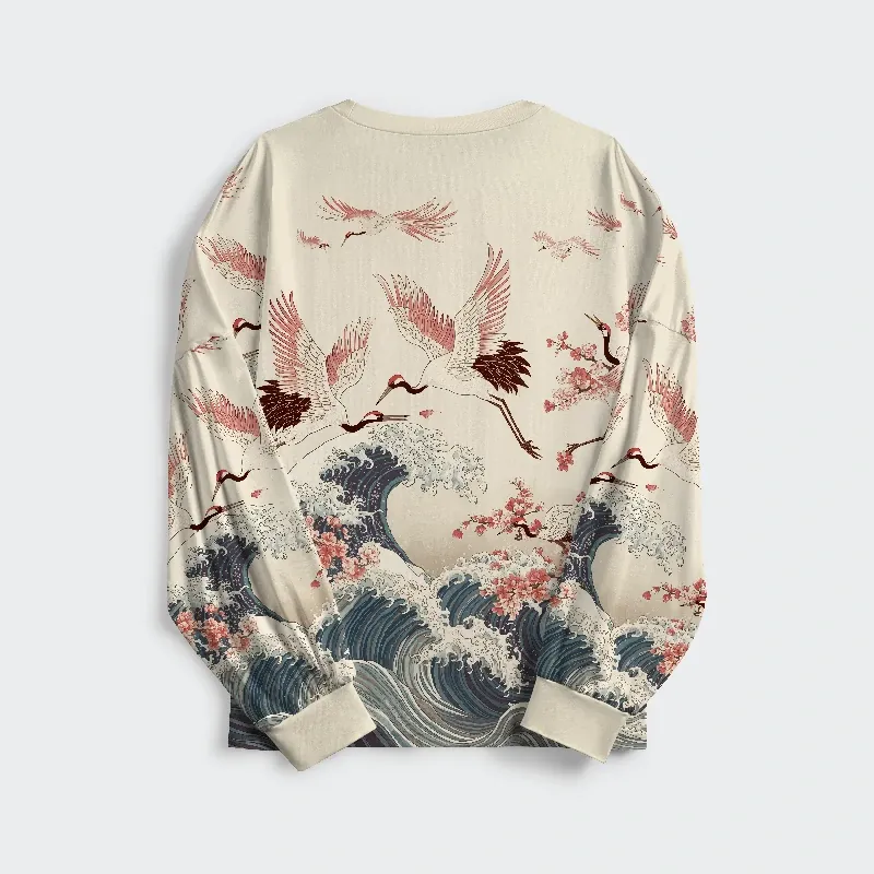 Tokyo-Tiger Cranes Dancing On The Waves Family Pajama Sets