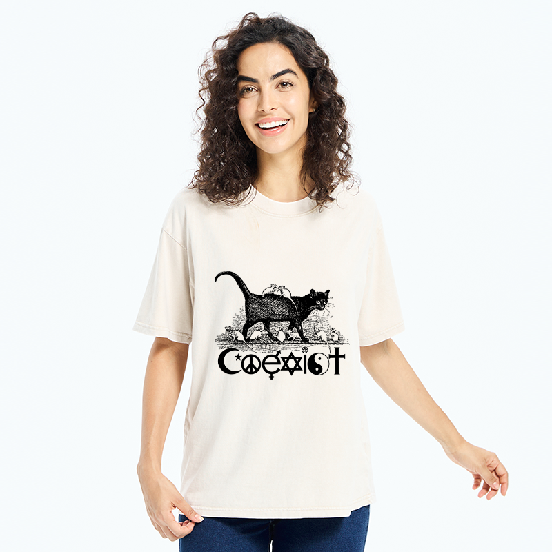 Tokyo-Tiger Coexist Funny Washed T-Shirt