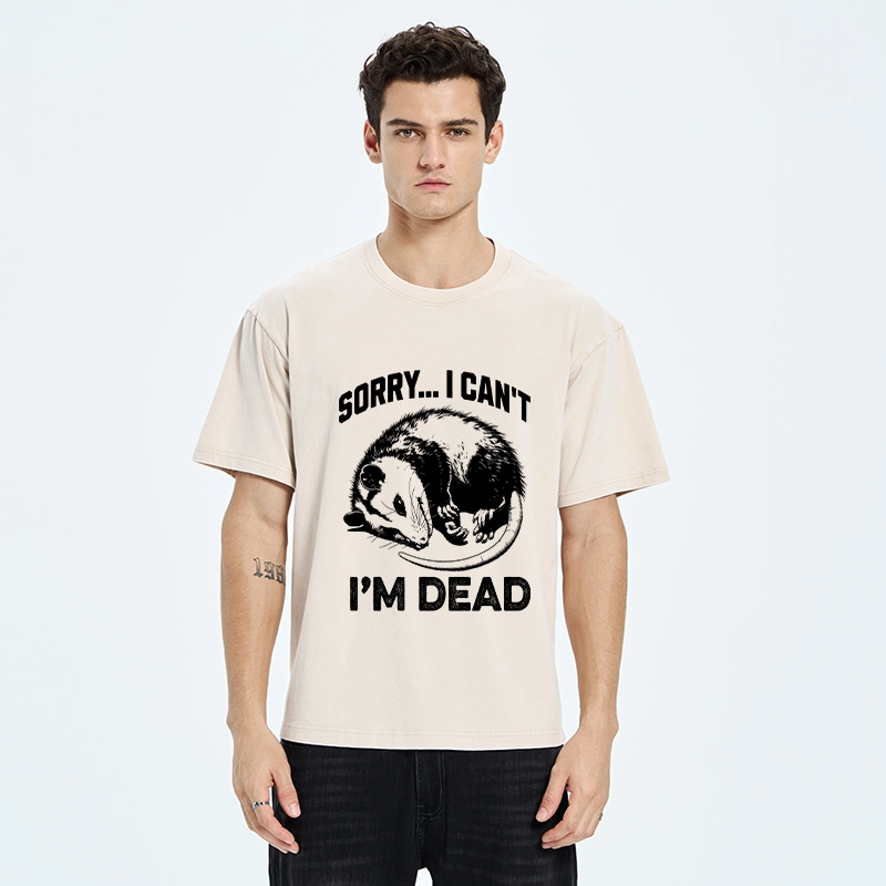 Tokyo-Tiger Funny Opossum Playing Dead Washed T-Shirt