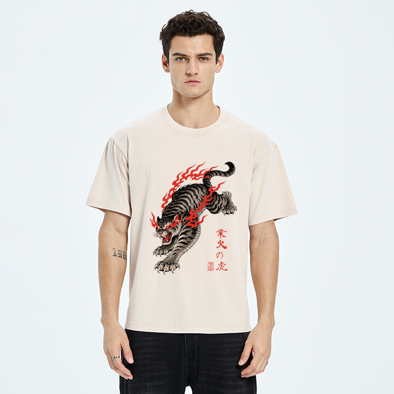 Tokyo-Tiger Blazing Tiger Washed T-Shirt