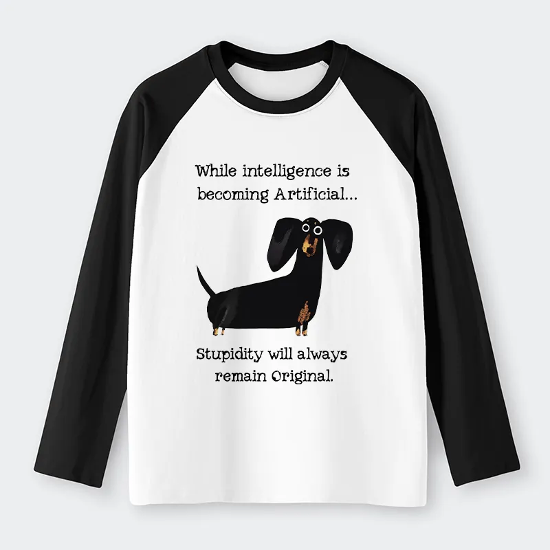 Tokyo-Tiger Dachshund Real Humor Funny Meme Raglan Long Sleeve T-shirt