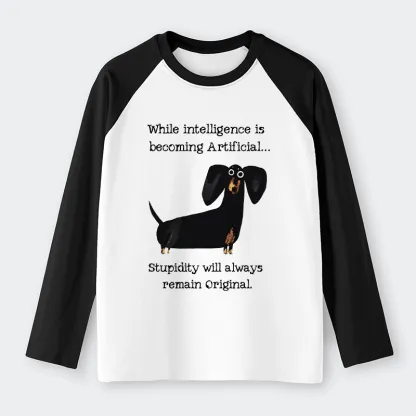 Tokyo-Tiger Dachshund Real Humor Funny Meme Raglan Long Sleeve T-shirt