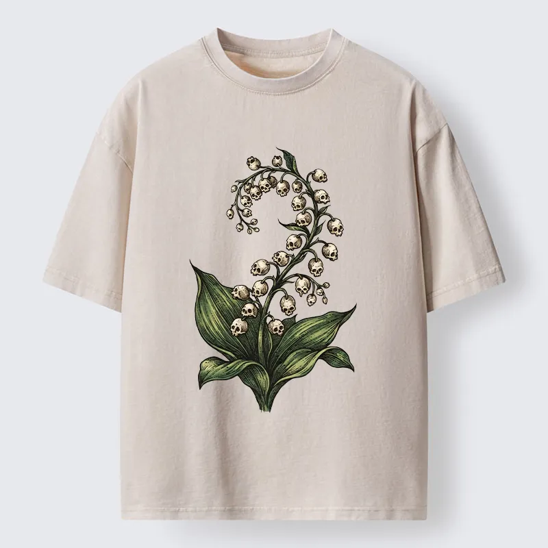 Tokyo-Tiger Skull Lily Art Washed T-Shirt