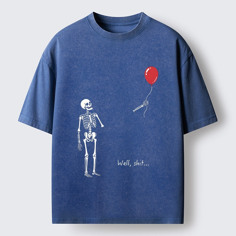 Tokyo-Tiger Skeleton Balloon Meme Washed T-Shirt