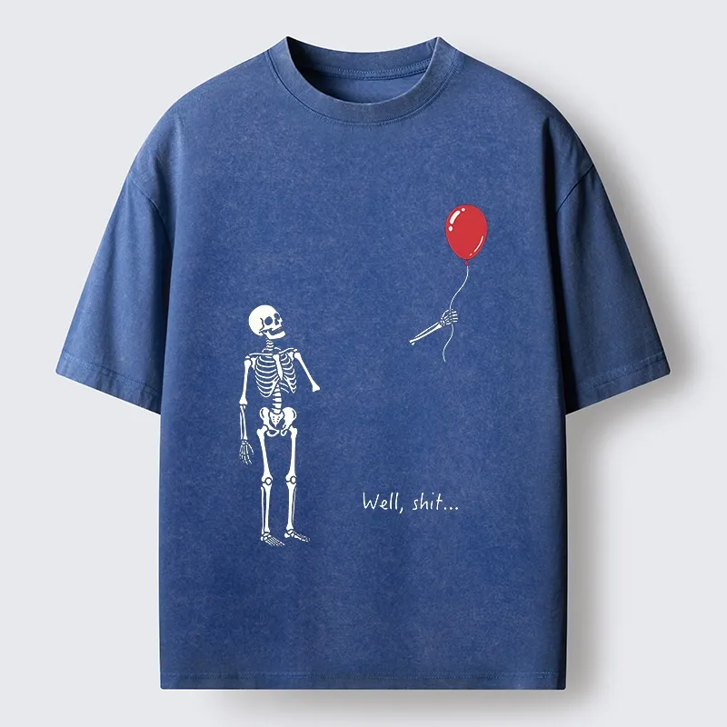 Tokyo-Tiger Skeleton Balloon Meme Washed T-Shirt