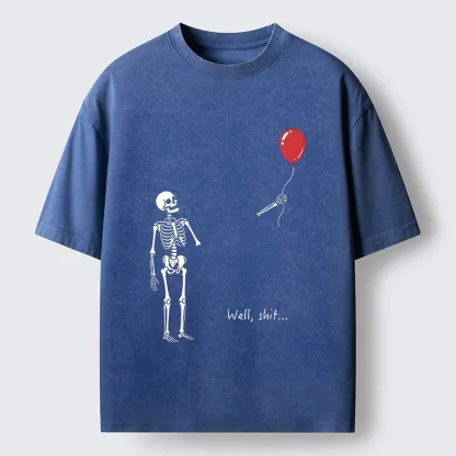 Tokyo-Tiger Skeleton Balloon Meme Washed T-Shirt
