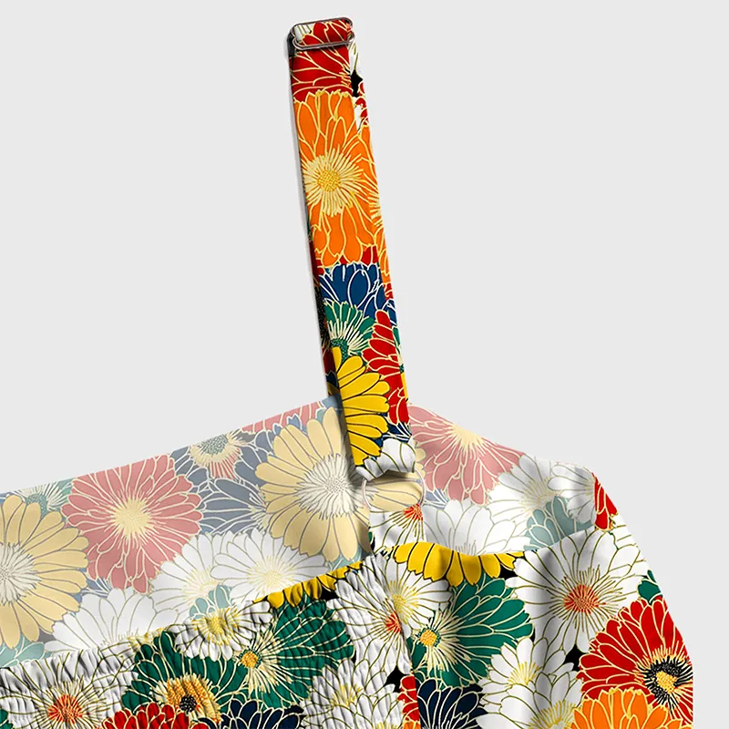 Tokyo-Tiger Colorful Chrysanthemums Maxi Dress