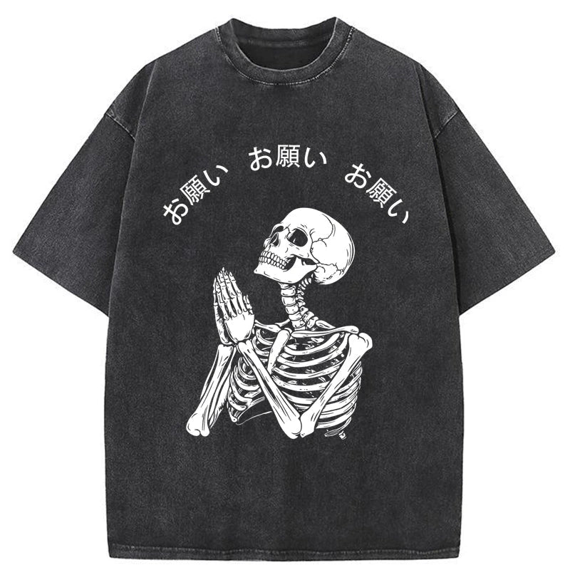 Tokyo-Tiger Skull Prayer Washed T-Shirt