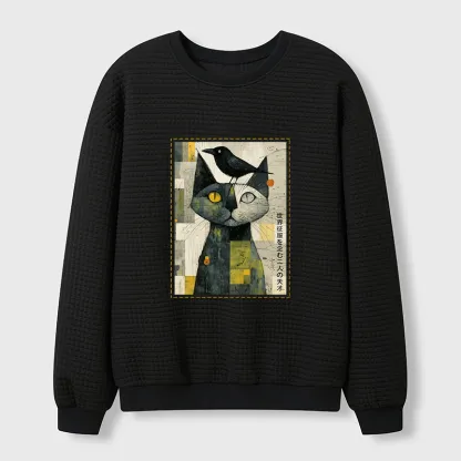 Tokyo-Tiger The Cat And The Crow Are Planning To Rule The World Waffle Sweatshirt