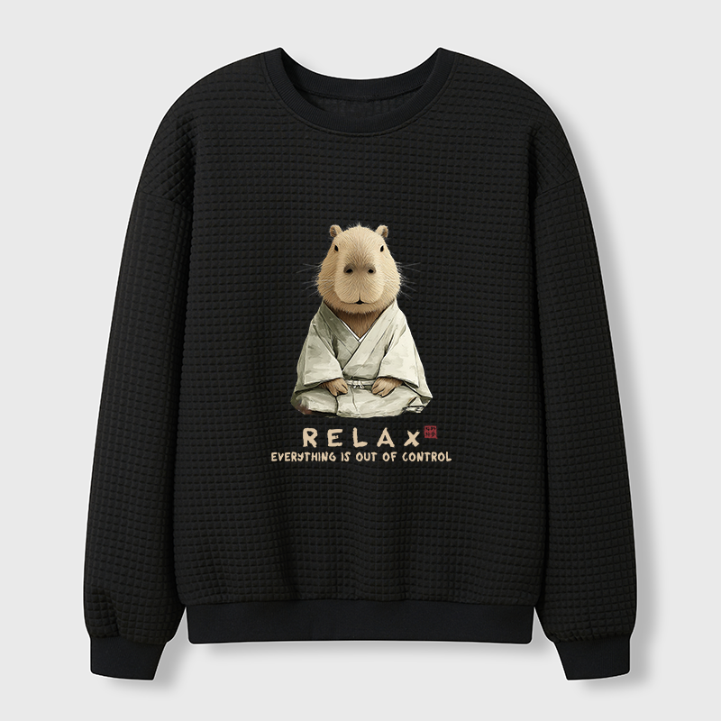 Tokyo-Tiger Zen Capybara：Relax, it's all chaos Waffle Sweatshirt