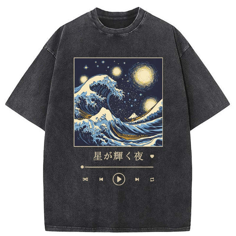 Tokyo-Tiger A Starry Night Washed T-Shirt