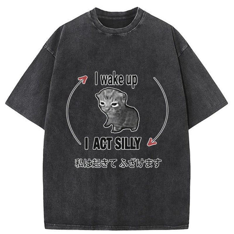 Tokyo-Tiger Wake Up Act Silly Washed T-Shirt