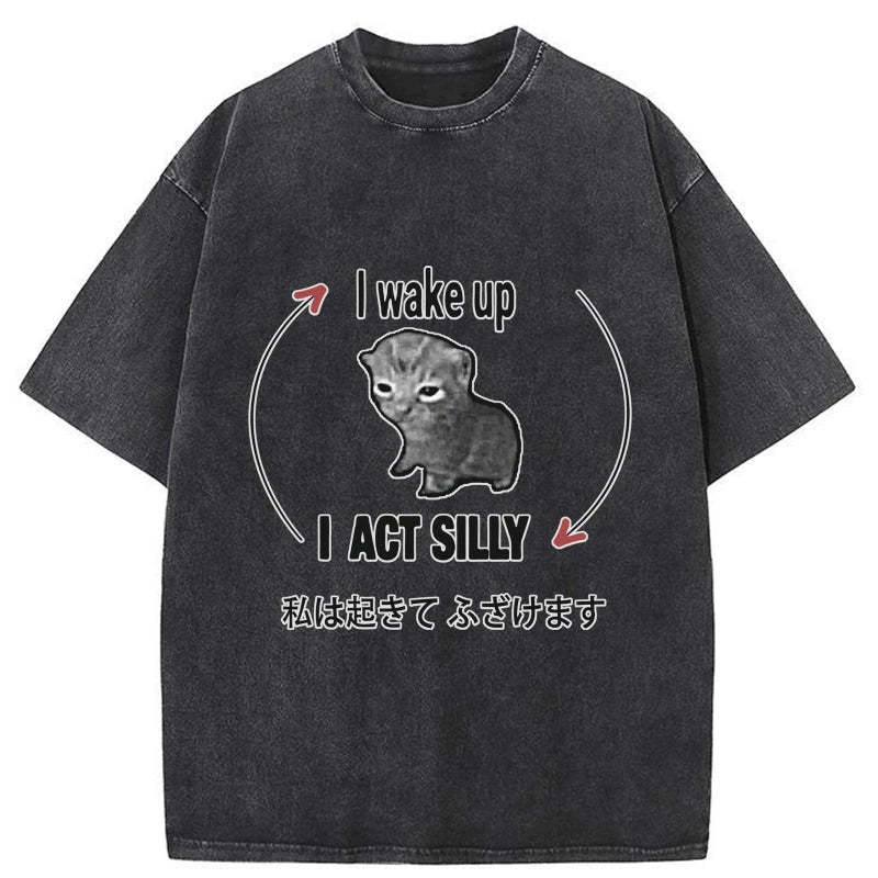 Tokyo-Tiger Wake Up Act Silly Washed T-Shirt