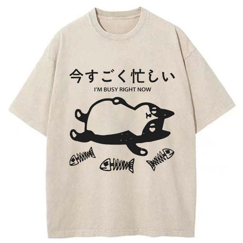 Tokyo-Tiger I'm Busy Right Now Washed T-Shirt Sale
