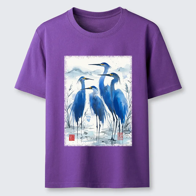 Tokyo-Tiger Blue Heron Ink Art Classic T-Shirt