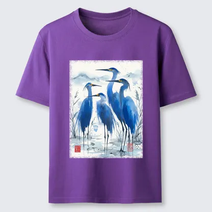Tokyo-Tiger Blue Heron Ink Art Classic T-Shirt