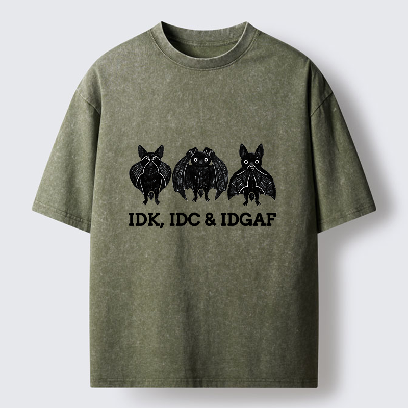 Tokyo-Tiger Three Wise Bats Funny Meme Washed T-Shirt