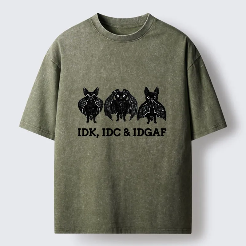 Tokyo-Tiger Three Wise Bats Funny Meme Washed T-Shirt