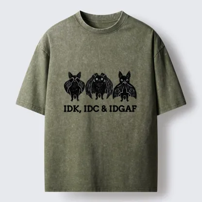 Tokyo-Tiger Three Wise Bats Funny Meme Washed T-Shirt