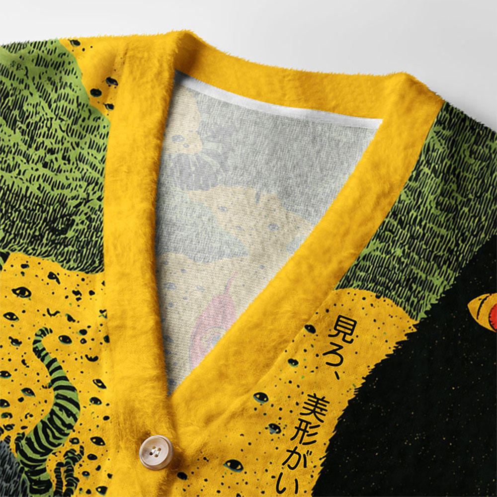 Tokyo-Tiger Watching From The Shadows Ugly Cardigan Sweater